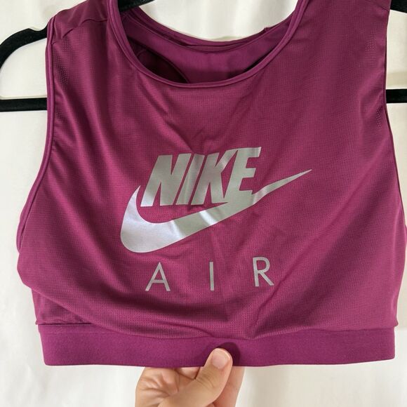 Nike Air Sport Bra Women's Medium Burgundy Mesh Back Breathable Pullover - Picture 2 of 7